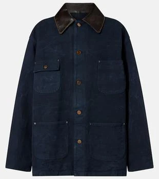 Prada | Oversized cotton leather-trimmed jacket