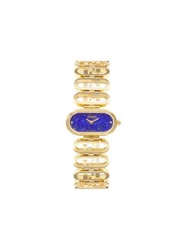 Fendi | Fendi O
lock Ion-Plated Yellow Gold Stainless Steel, Lapis Lazuli Stone 
0.03 TCW Diamond Oval Quartz Watch
