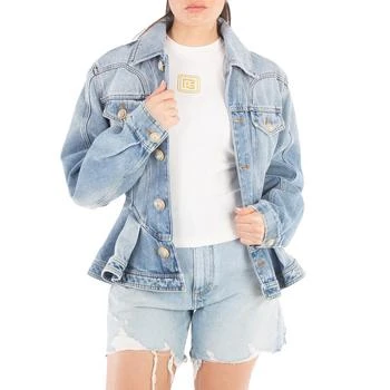 Balmain | Logo-Buttons Pleated Denim Blazer