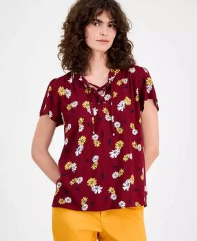 Women's Daisy Lace-Up Ruffled Blouse