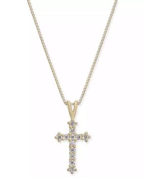 Macy's | Diamond Cross 18" Pendant Necklace (1/10 ct. t.w.) in 14k Gold