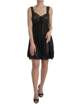 Dolce & Gabbana | Silk Pleated Lace Chiffon Mini Women's Dress