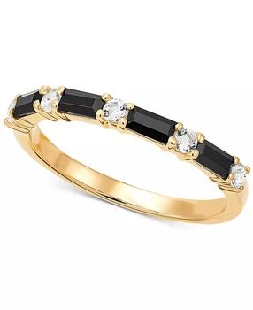 Macy's | Onyx & White Topaz (1/4 ct. t.w.) Stack Ring in 14k Gold