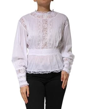 Dolce & Gabbana | Cotton Floral Lace Long Sleeves Women's Top