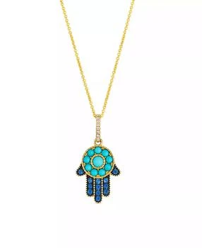 Le Vian | Turquoise (12/25 ct. t.w.), Sapphire (11/50 ct. t.w.) & Nude Diamond (3/100 ct. t.w.) Hasma Pendant Necklace in 14k Honey Gold