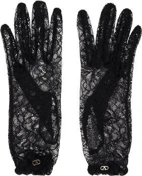 Valentino Black VLogo Signature Lace Gloves