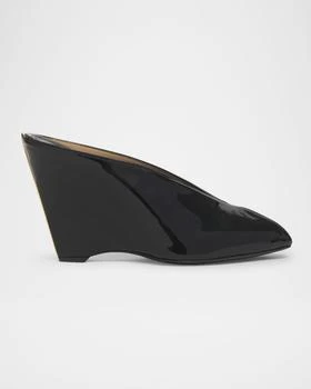 Salvatore Ferragamo | Alicia Patent Leather Peep-Toe Wedge Mules