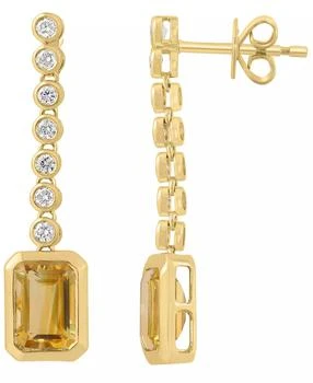 Effy | Diamond (1/4 ct. t.w.) & Madeira Citrine (2-1/3 ct. t.w.) Drop Earrings in 14k Yellow Gold