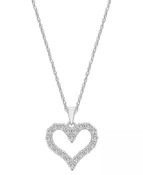 Macy's | Diamond Open Heart Pendant Necklace (1/2 ct. t.w.) in 14k White or Yellow Gold, 18" + 2" extender