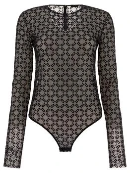 Givenchy | Givenchy Monogrammed Sheer Long-Sleeve Top