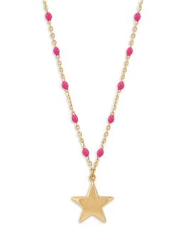Saks Fifth Avenue | 14K Yellow Gold & Pink Enamel Pendant Necklace