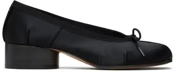 MAISON MARGIELA | Black Tabi Satin Ballerina Heels