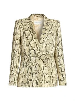 Dries Van Noten | Snakeskin Print Double-Breasted Button-Front Jacket