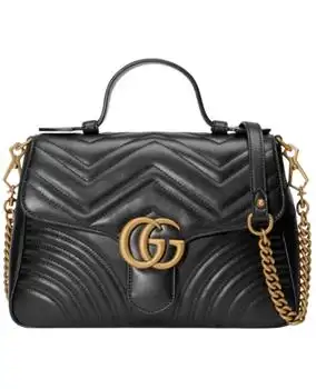 Gucci | Gucci GG Marmont Small Black Leather Women's Shoulder Bag 498110 DTDIT 1000