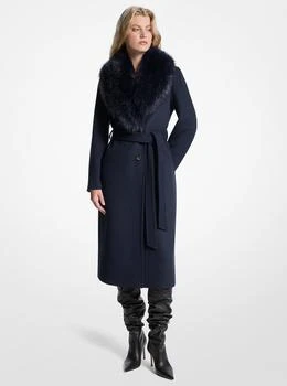 Faux Fur Trim Wool Blend Coat
