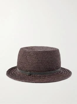 Brunello Cucinelli | Bead-embellished Faux Raffia Bucket Hat - Dark brown