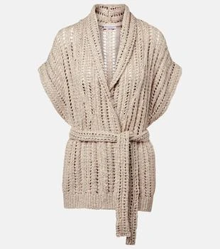 Brunello Cucinelli | Dazzling silk and linen-blend wrap cardigan