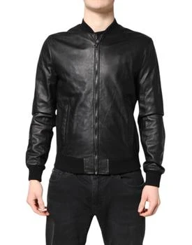 Dolce & Gabbana | Lambskin Leather Full Zip Biker Men's Jacket (Pre-Owned)