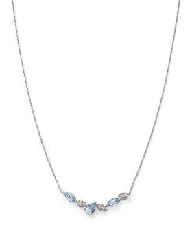 Bloomingdale's | Aquamarine & Diamond Accent   Curved Bar Necklace in 14K White Gold, 17"