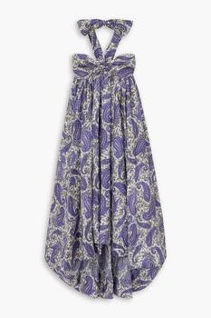 Zimmermann Devi pleated printed silk halterneck midi dress