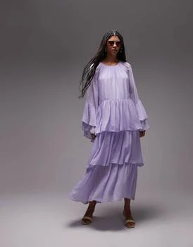 
Other Stories chiffon maxi dress with ruffles and tiered volume hem in lilac