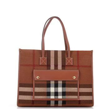 Burberry | Freya Shopping Tote Check Canvas with Leather Medium