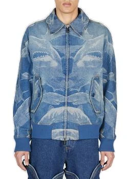 Burberry | Burberry Shark Printed Zipped Denim Jacket