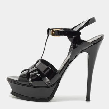 Yves Saint Laurent | Saint Laurent Paris Tribute Size 38 Black Patent Leather Platform Sandals