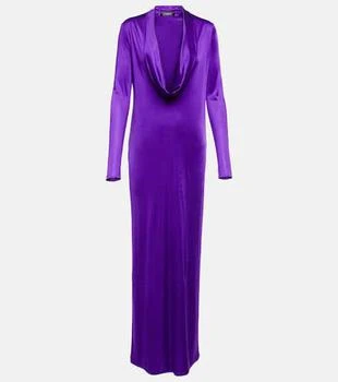 Versace | Cowl-neck draped satin gown