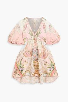 Camilla Crystal-embellished broderie anglaise linen mini dress