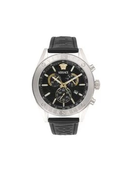Versace | Athletic Chrono Stainless Steel
Leather-Strap Watch/44MM