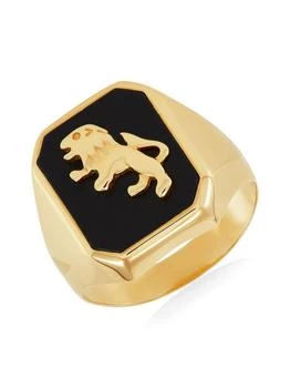 Saks Fifth Avenue | 14K Yellow Gold & Onyx Lion Signet Ring