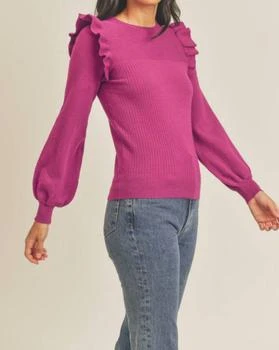 &Merci - Shoulder Ruffle Crew Neck Sweater