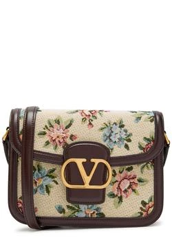 Valentino | Floral-jacquard canvas and leather cross-body bag