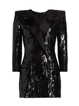 Balmain | Sequined Double-Breasted Tuxedo Minidress