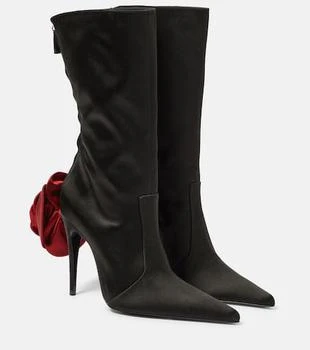 Magda Butrym | Floral-appliqué satin sock boots