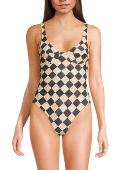 Checkered One Piece Swimsuit