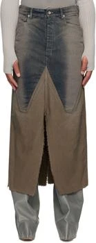 Rick Owens | Gray Concordians Long Slivered Denim Skirt