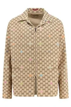 Gucci | Gucci GG Monogrammed Zip-Up Jacket