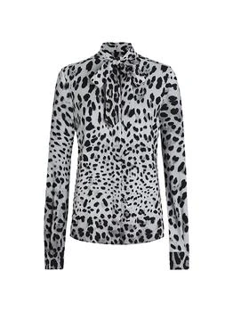 Dolce & Gabbana | Leopard Silk Tieneck Blouse