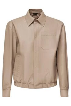 Fendi | Fendi Long Sleeved Snapped Leather Jacket