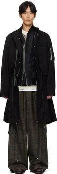 Sacai | Black Rip Stop Coat