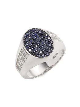 Sterling Silver 
2.52 TCW Sapphire 
White Sapphire Ring