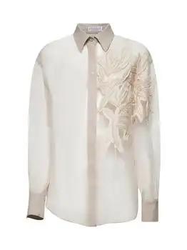 Brunello Cucinelli | Brunello Cucinelli Floral Detailed Long-Sleeved Shirt