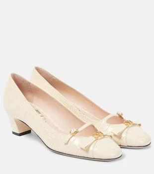 Valentino | Bowow 45 croc-effect leather pumps