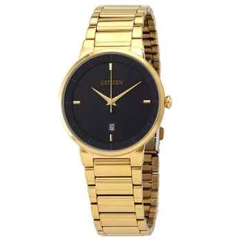 Citizen Quartz Black Dial Yellow Gold-tone Men
s Watch BI5012-53E