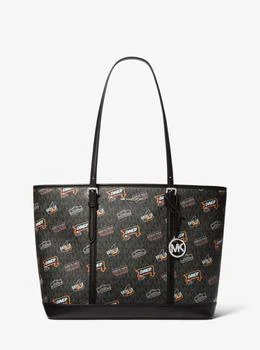 Jet Set Large Printed Signature Logo Tote Bag