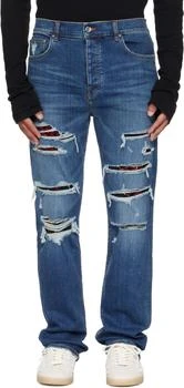 AMIRI | Blue Floral Velvet Slim Thrasher Jeans