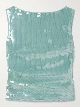 Eton Cropped Ruched Sequined Tulle Top