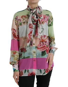 Dolce & Gabbana | Floral Patchwork Ascot Collar Women's Top